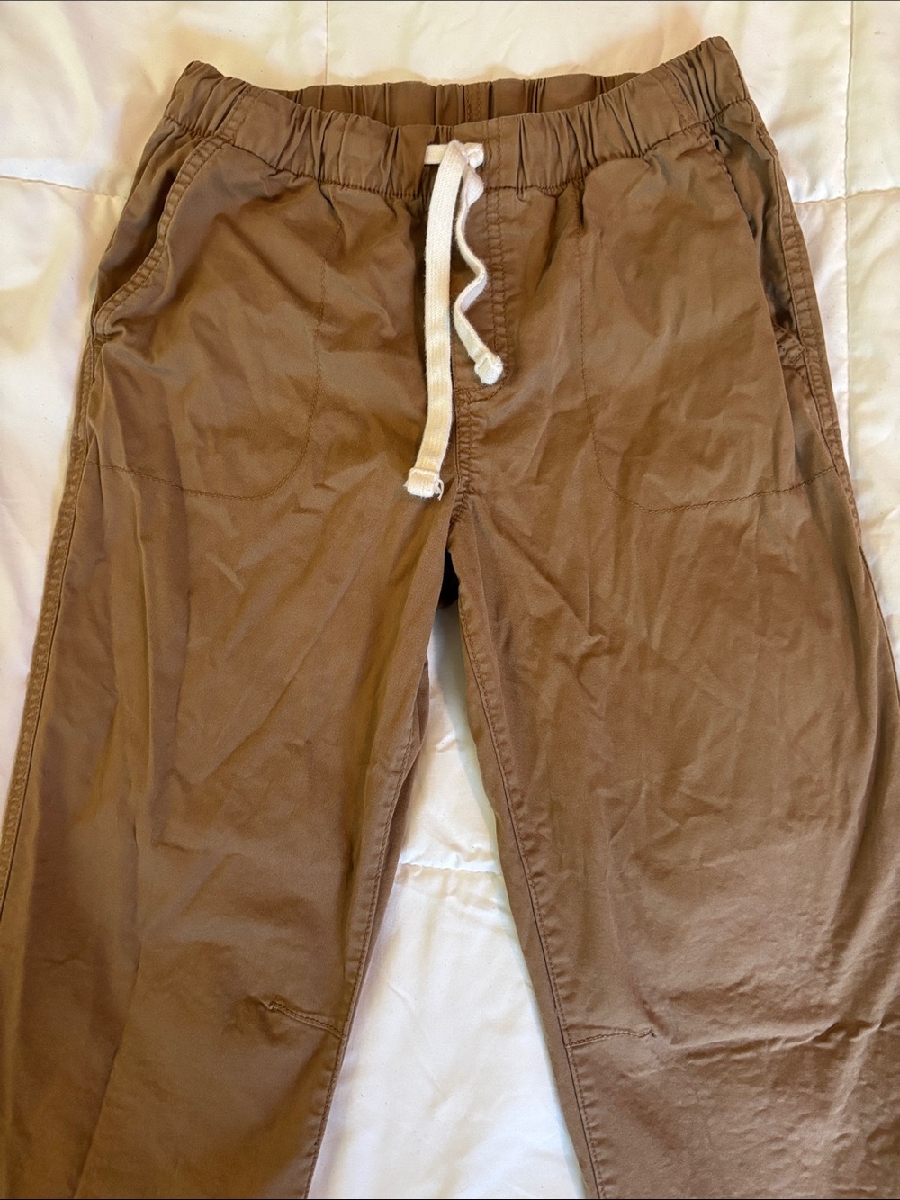 Boys Casual Drawstring Pants in Brown
